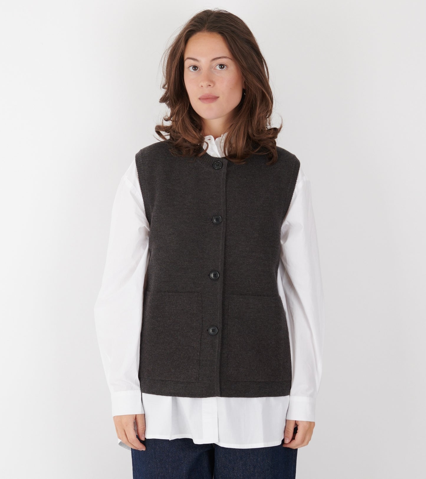 Elva Vest Dark Brown Melange