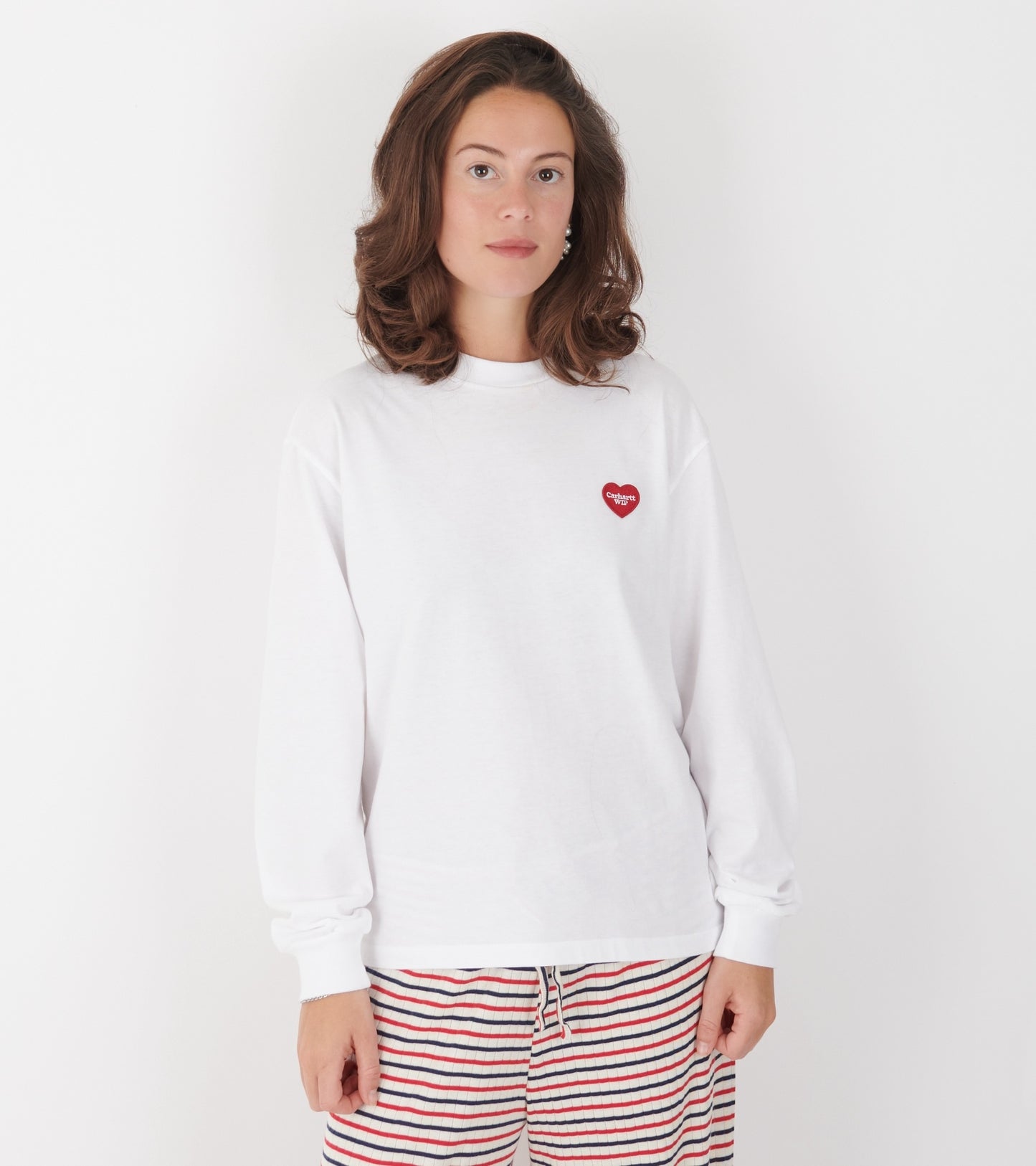 W L/S Heart Patch T-shirt White