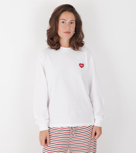 W L/S Heart Patch T-shirt White