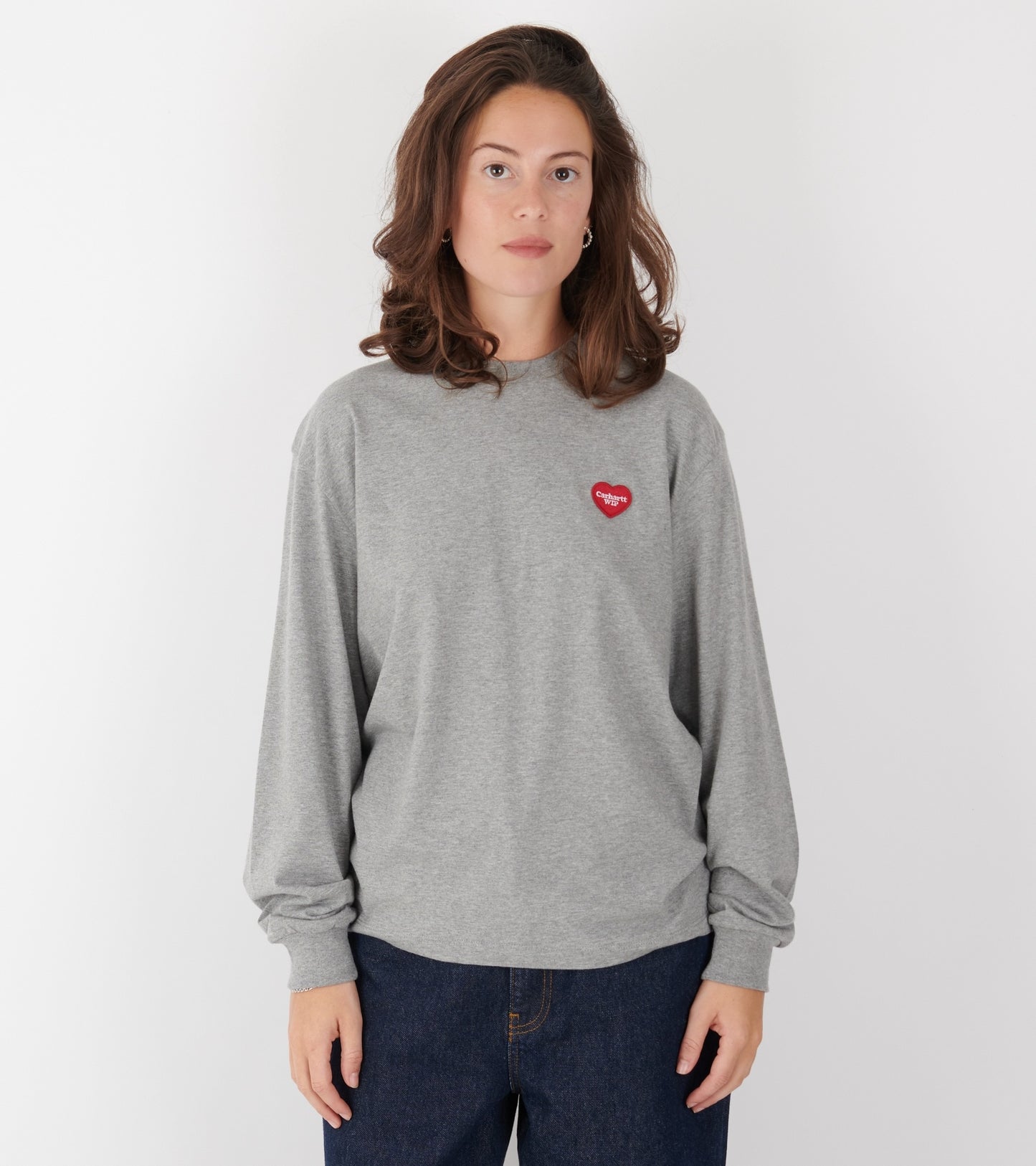 W L/S Heart Patch T-shirt Grey Heather