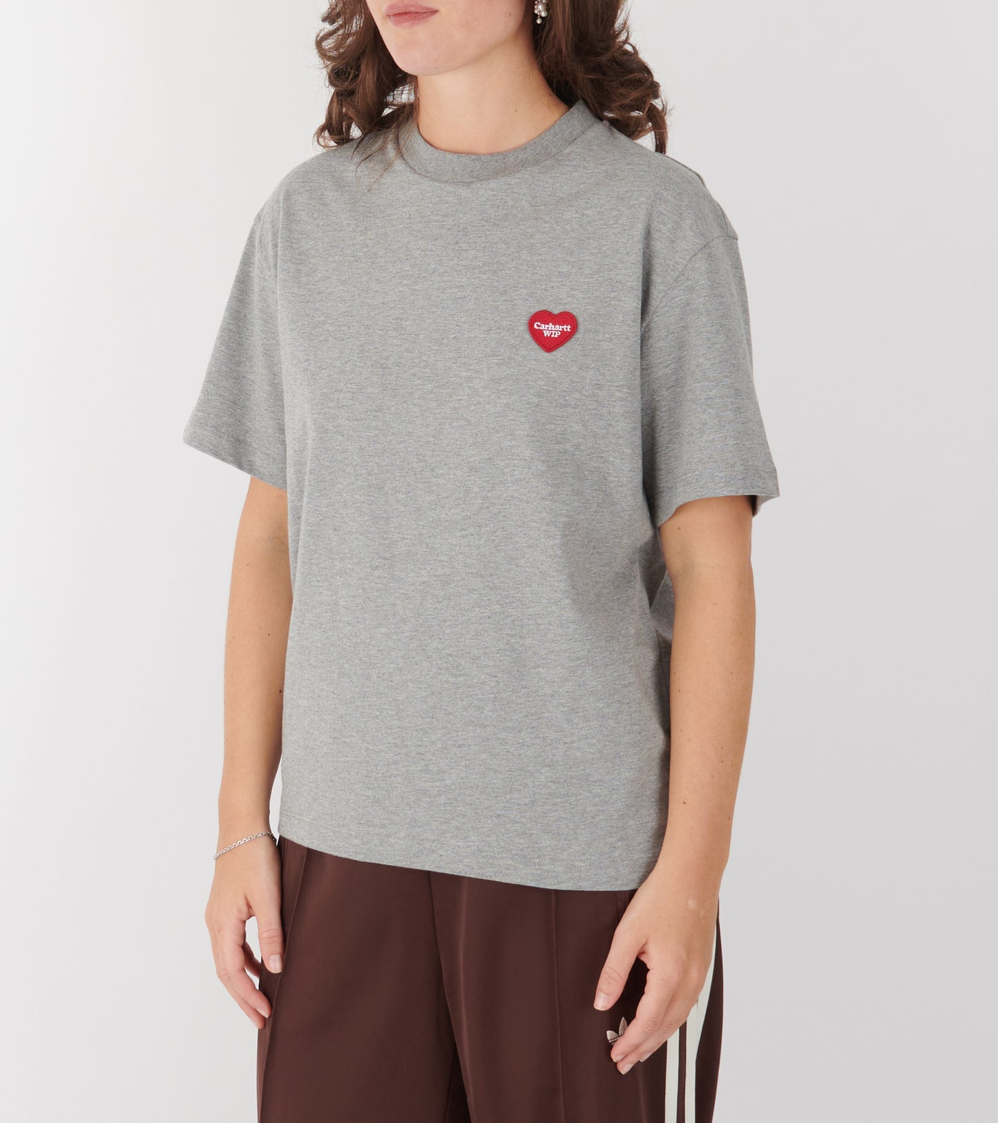 W S/S Heart Patch T-shirt Grey Heather