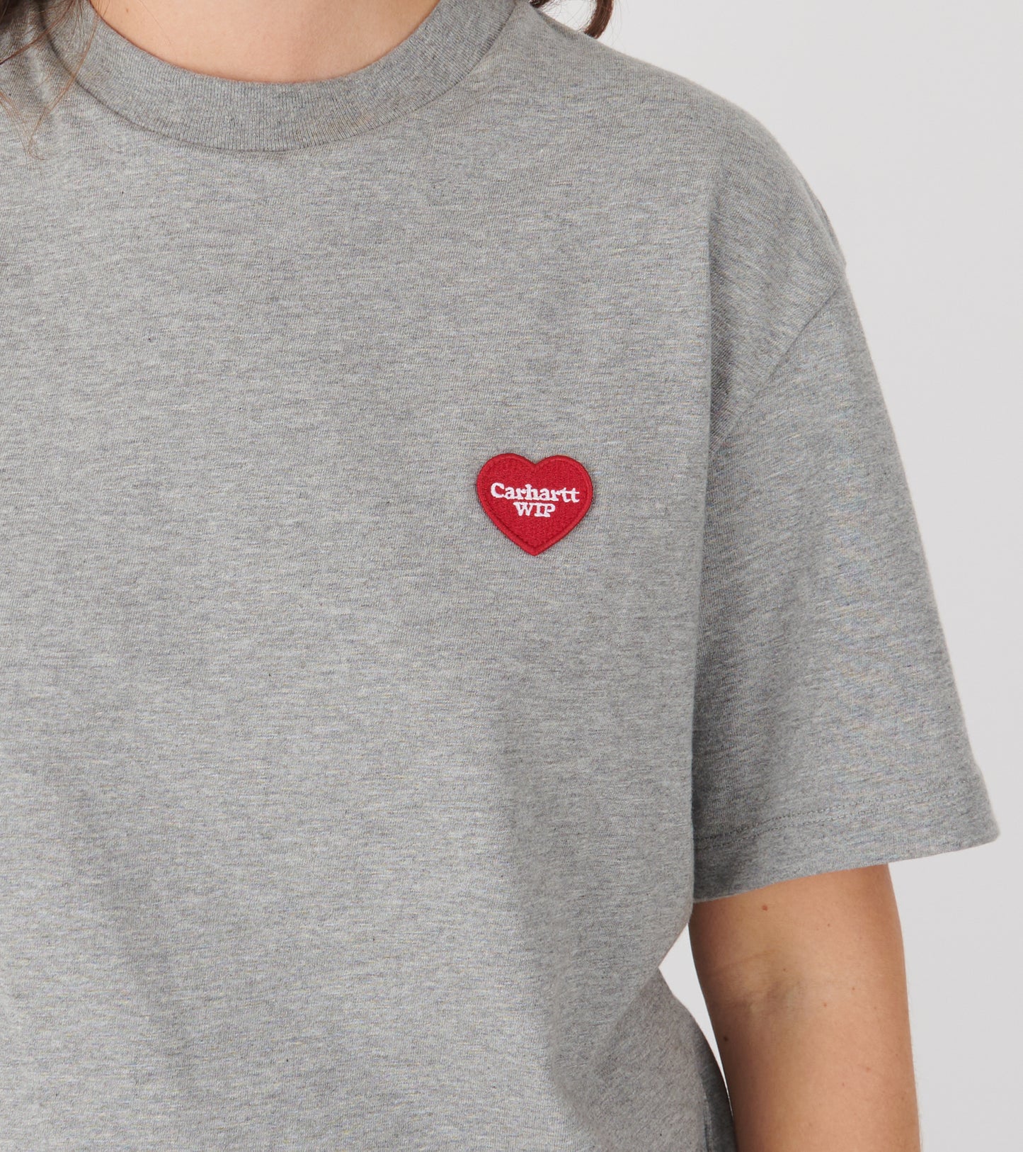 W S/S Heart Patch T-shirt Grey Heather