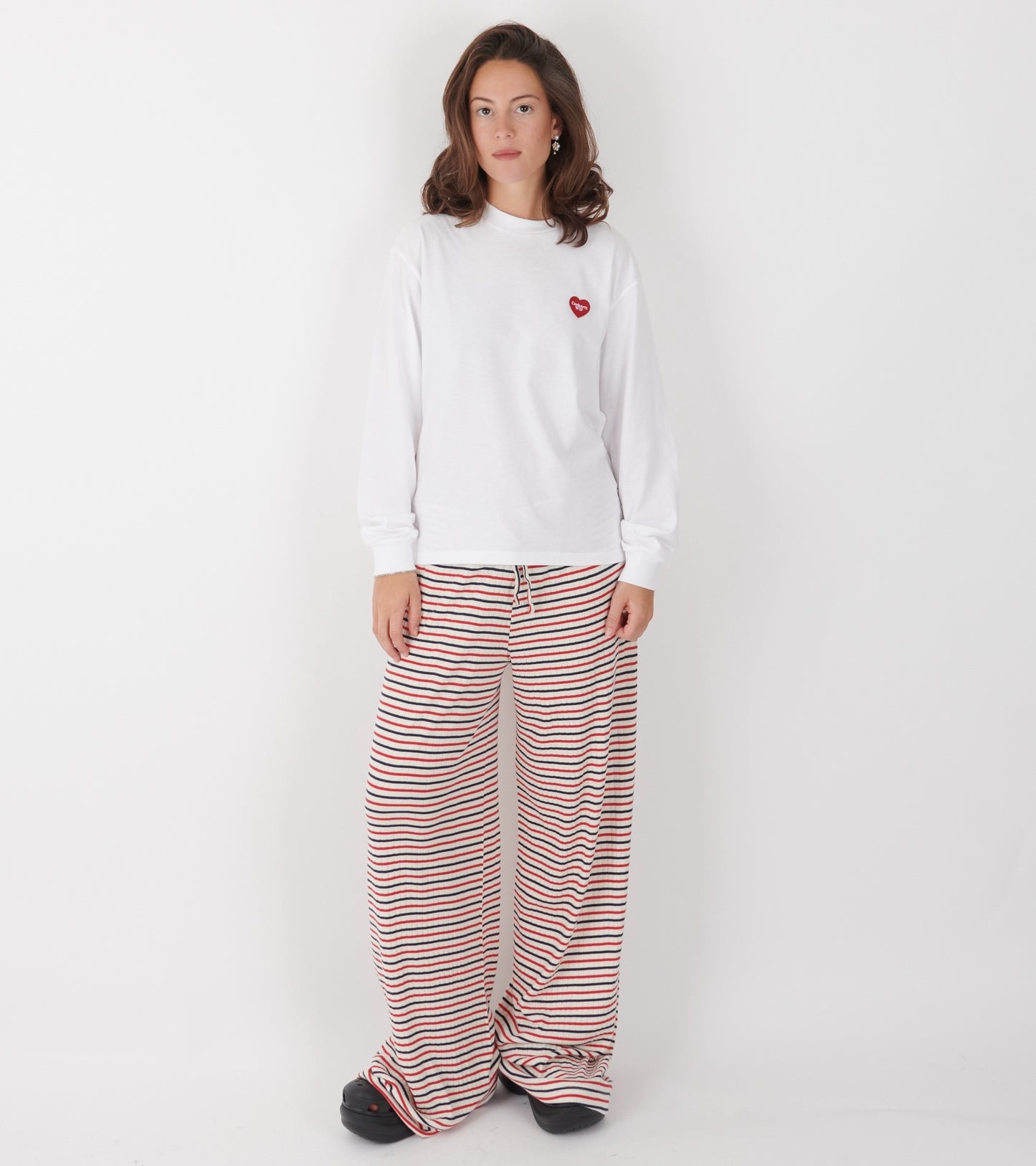 W L/S Heart Patch T-shirt White