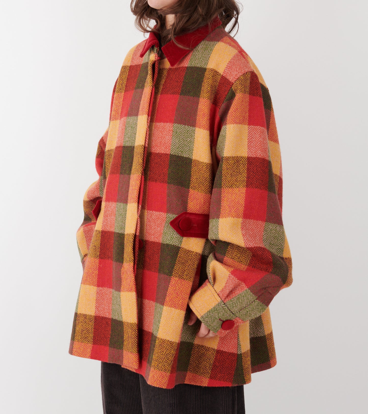 Amanda Coat Red/Orange Check