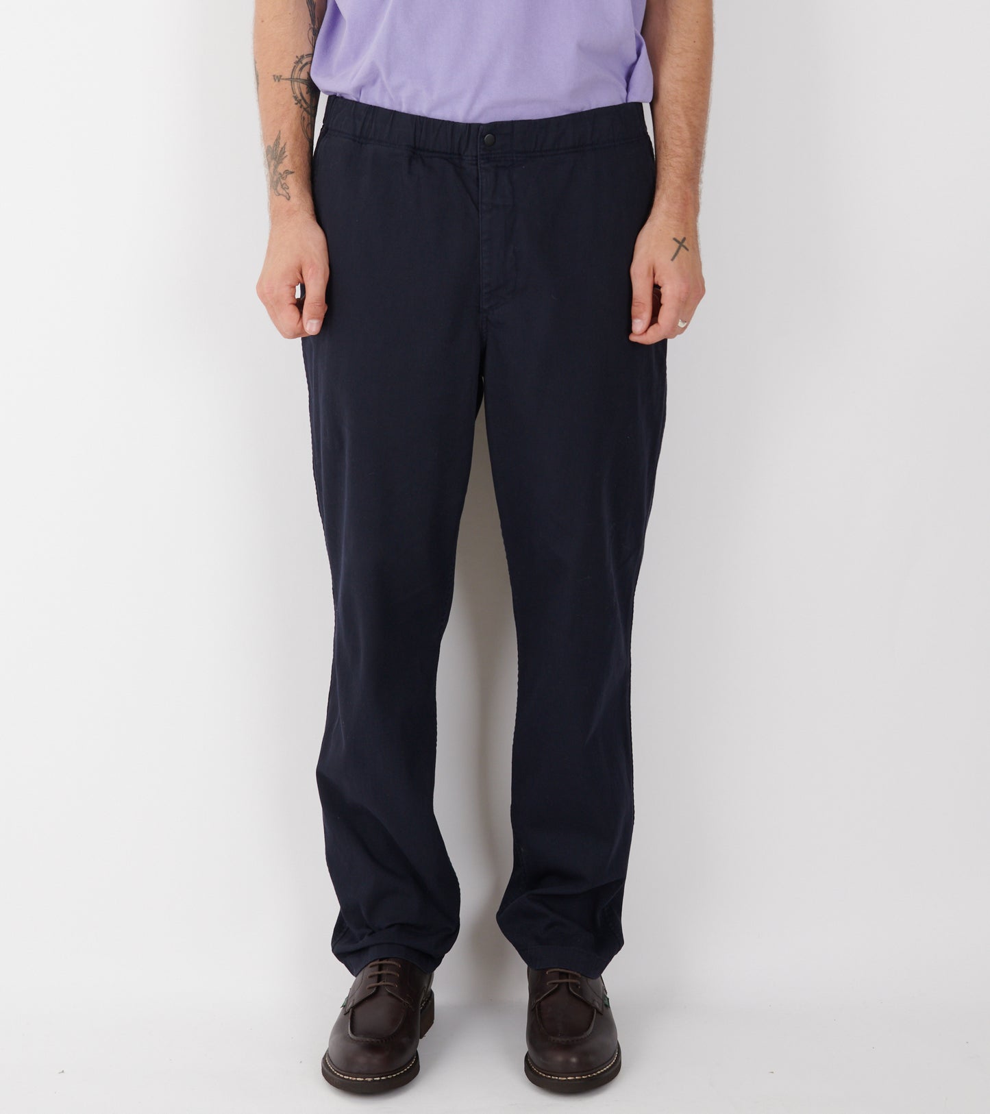 Ezra Relaxed Organic Stretch Twill Trouser Dark Navy