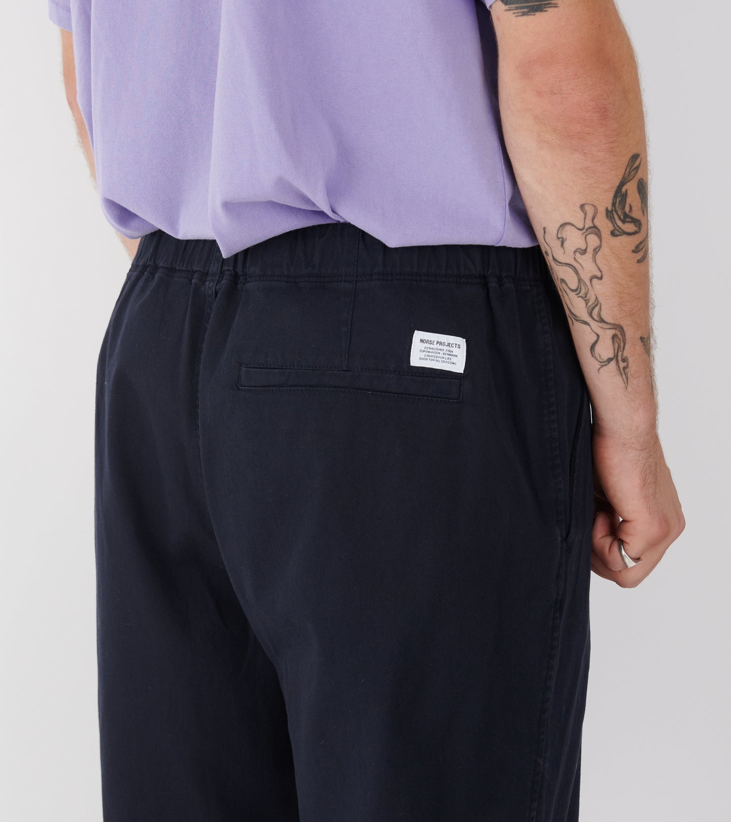 Ezra Relaxed Organic Stretch Twill Trouser Dark Navy