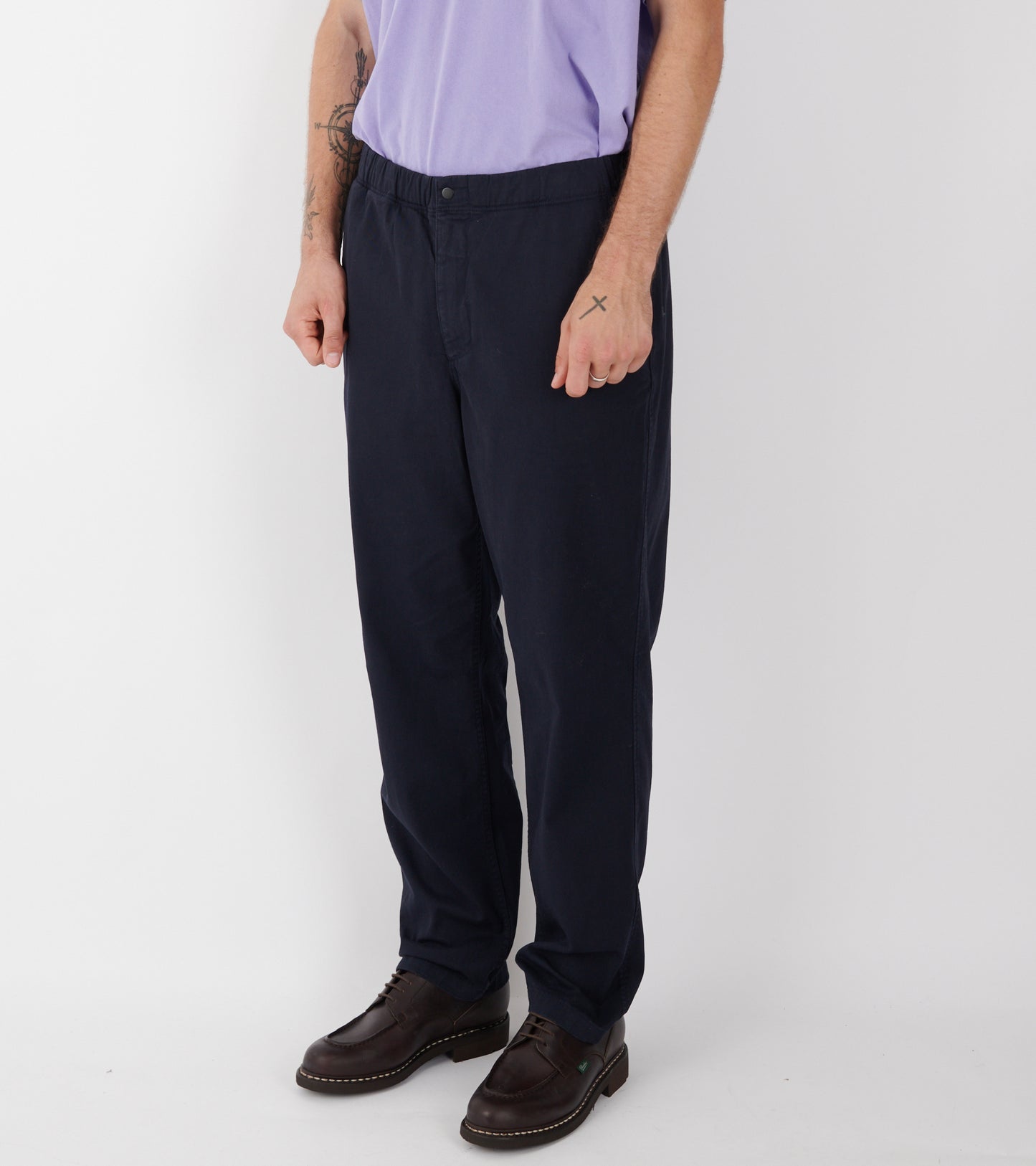 Ezra Relaxed Organic Stretch Twill Trouser Dark Navy
