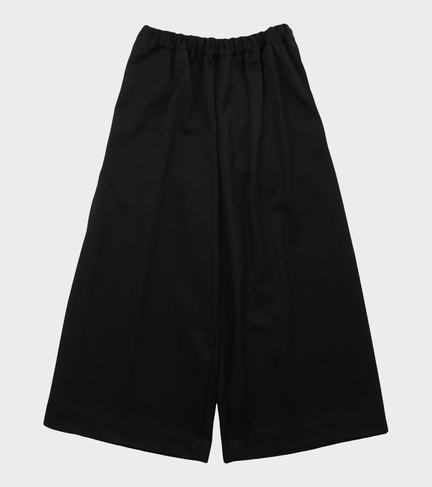 Wide Cropped Wool Pants Black