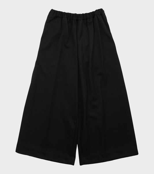 Wide Cropped Wool Pants Black