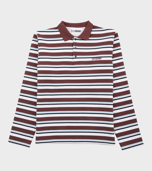 Roland Unisex Polo Brown/Light Blue Stripes