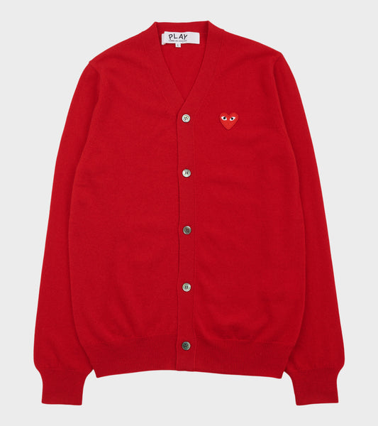 U Red Heart V-neck Cardigan Red