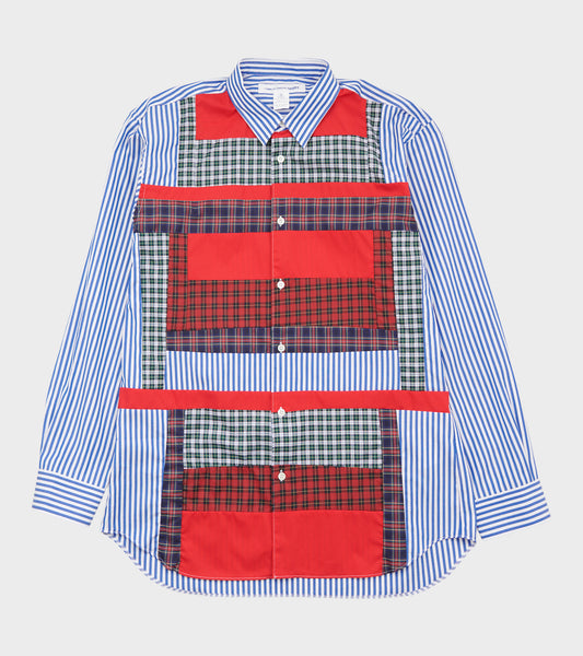 Checkered Patchwork Shirt Blue/Red/Green Mix
