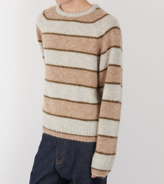 Raglan Knitted Sweater Beige Striped