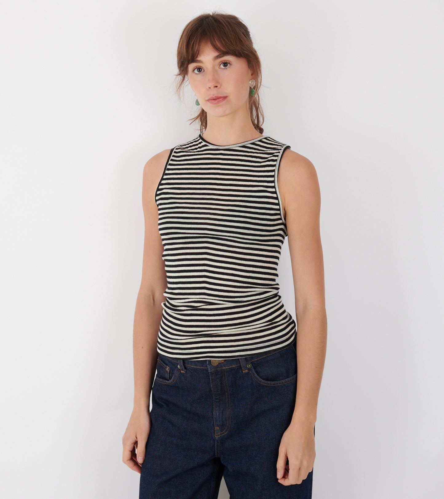 101 Wool Tank Top Black/Ecru