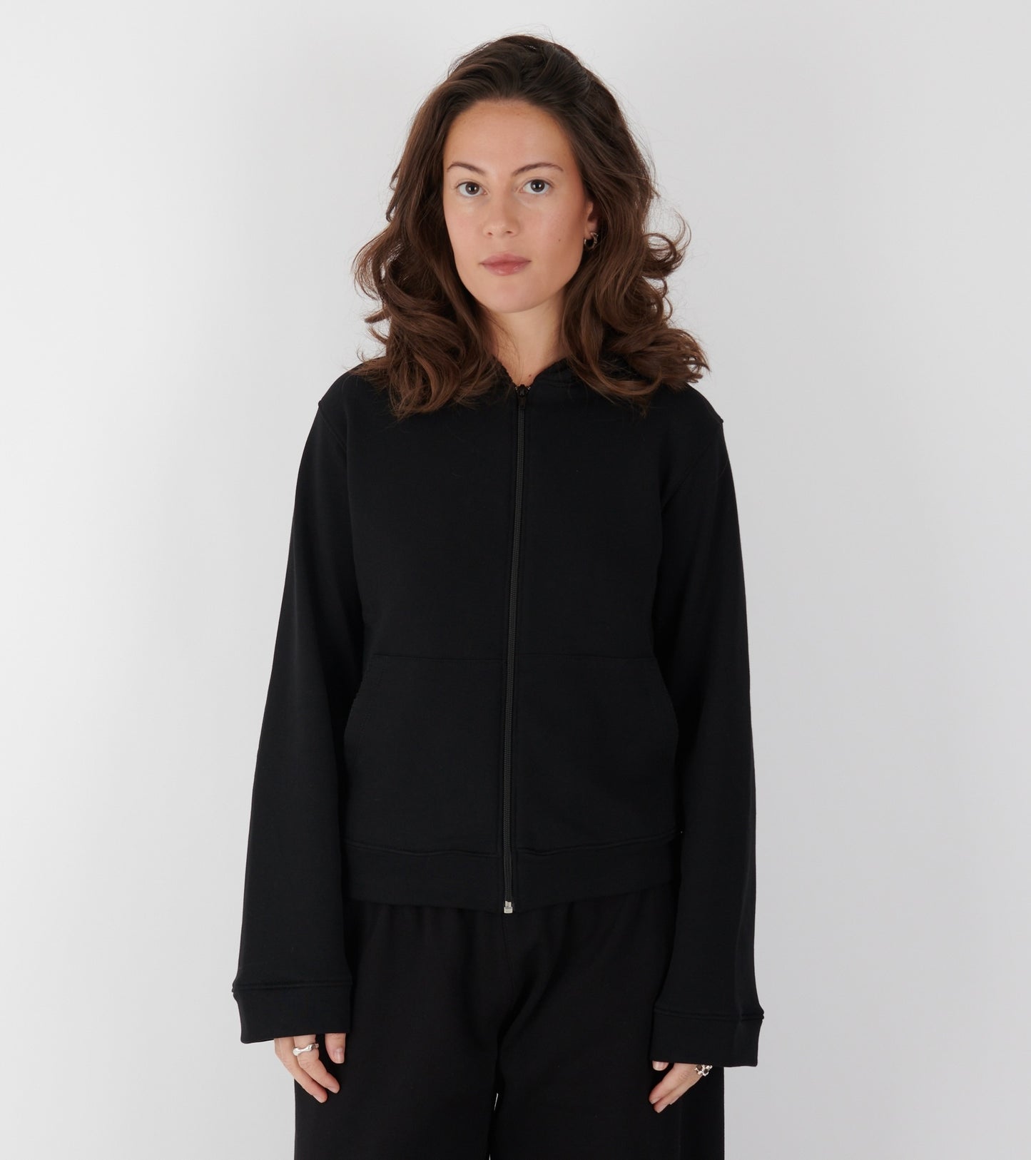 Lace Zip-up Hoodie Black