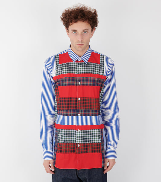 Checkered Patchwork Shirt Blue/Red/Green Mix
