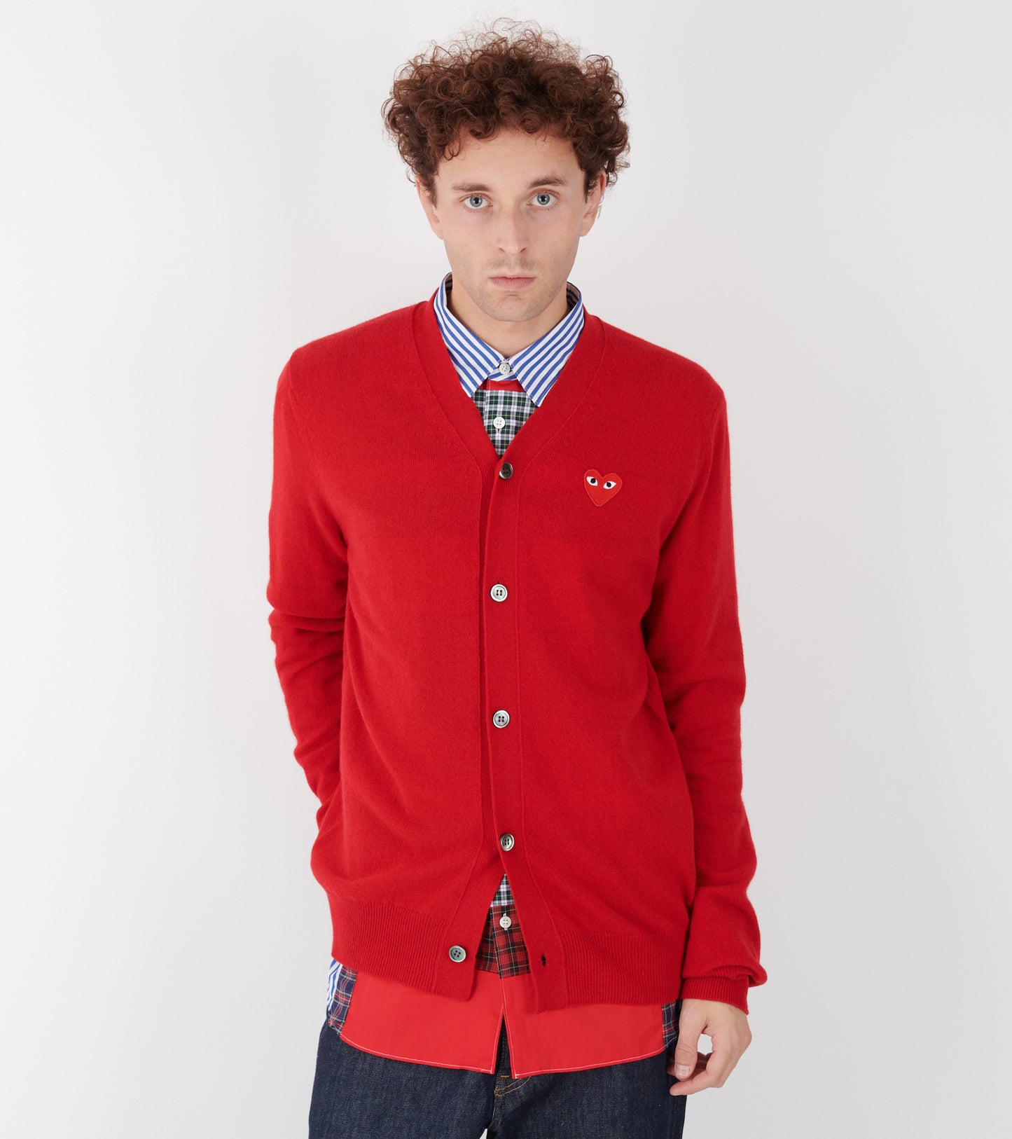 U Red Heart V-neck Cardigan Red