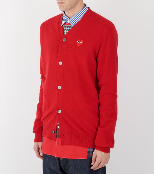 U Red Heart V-neck Cardigan Red
