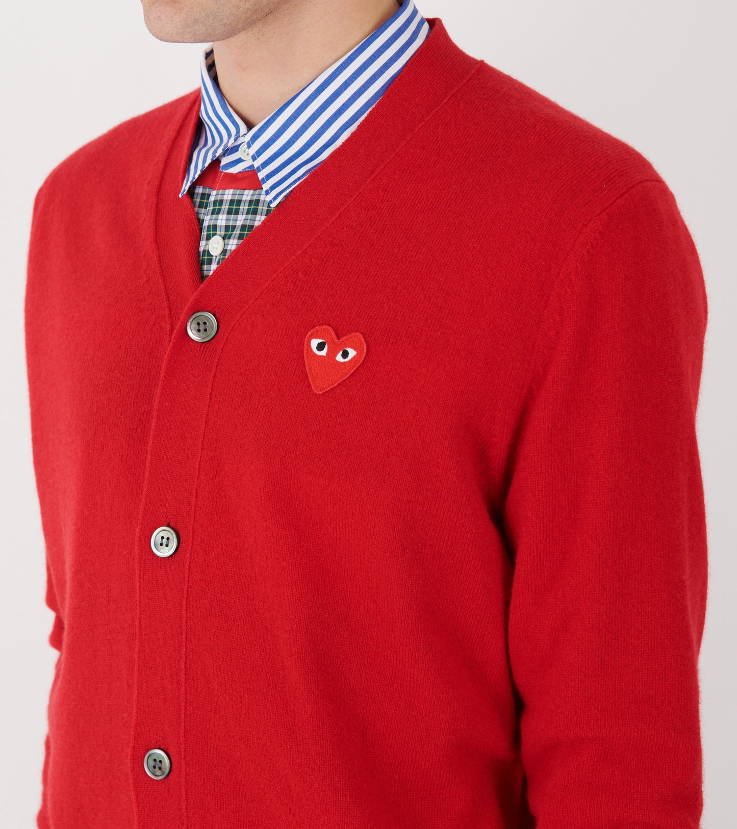 U Red Heart V-neck Cardigan Red