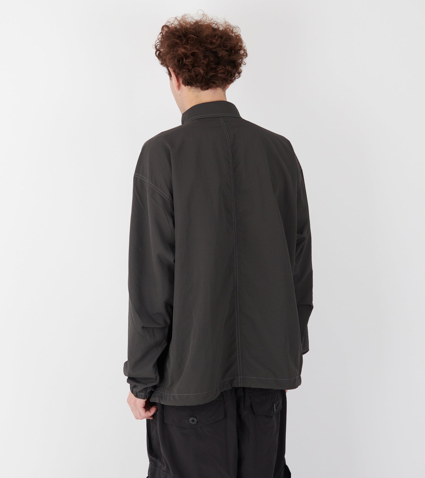 Crinkled Nylon Shirt Jacket Dark Grey