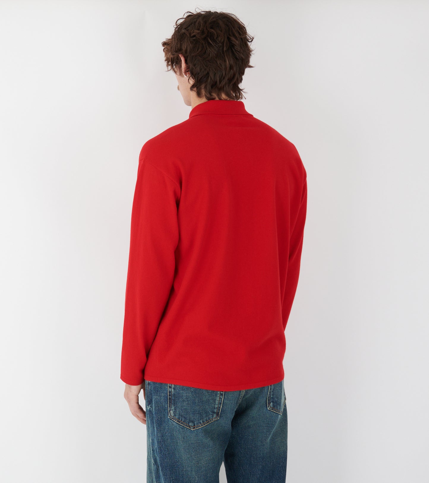 High Twist Wool Knit Shirt Cardigan Red