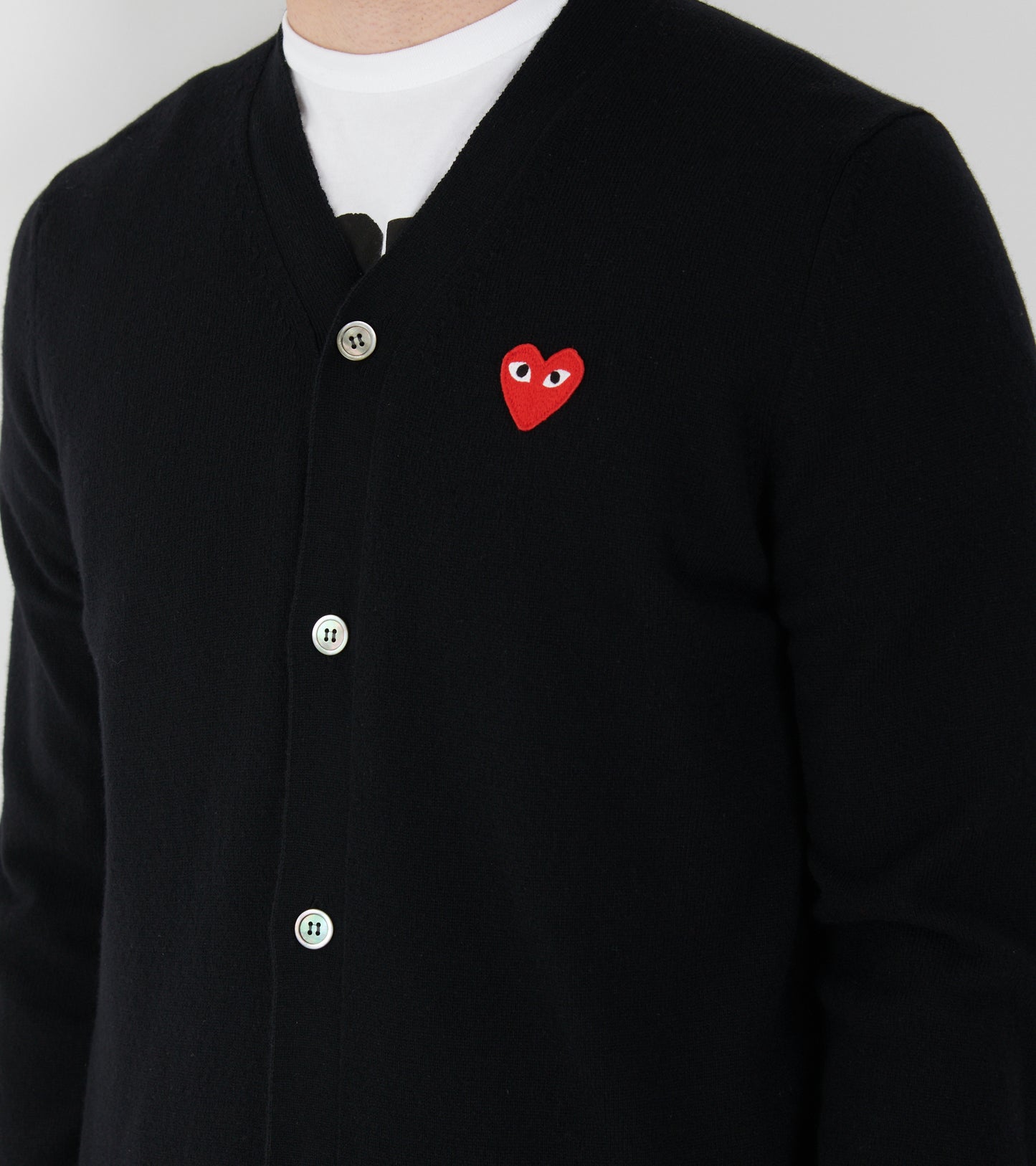 U Red Heart V-neck Cardigan Black
