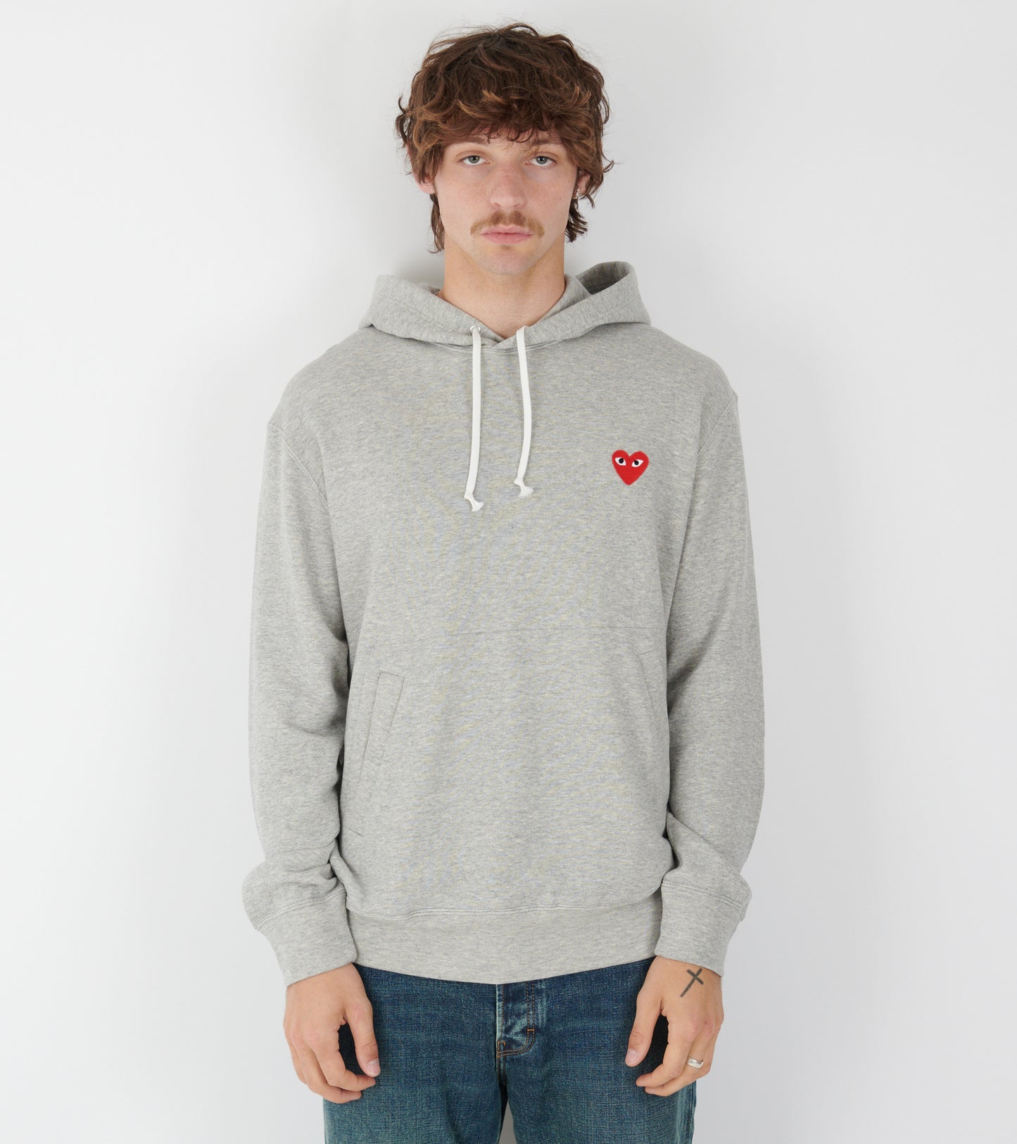 U Red Heart Hoodie Grey