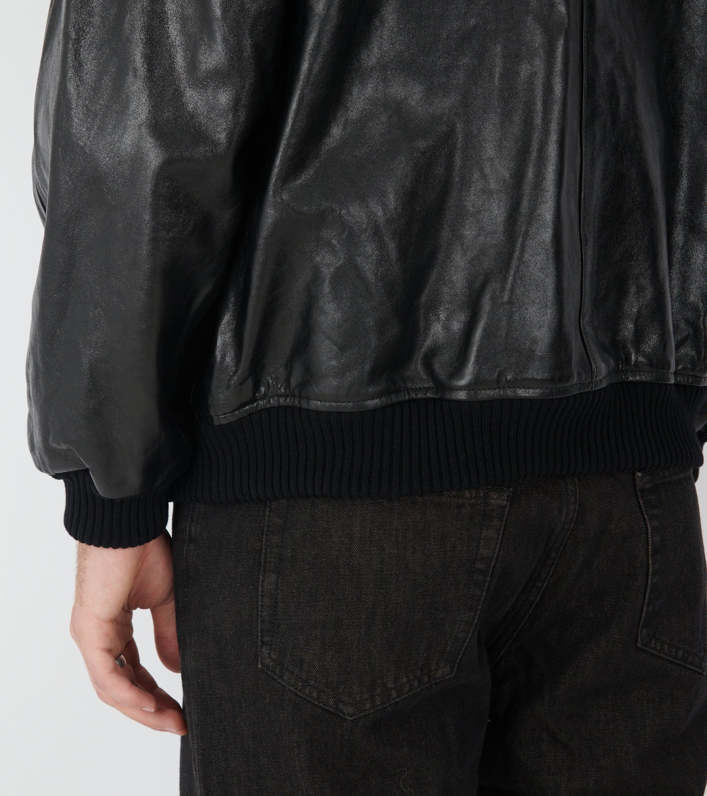 Lamb Leather Zip Blouson Black