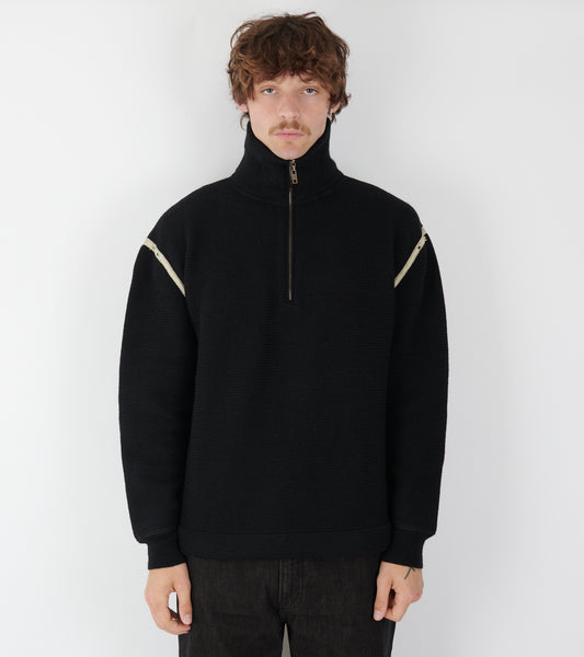 Chunky Wool Half-zip Black