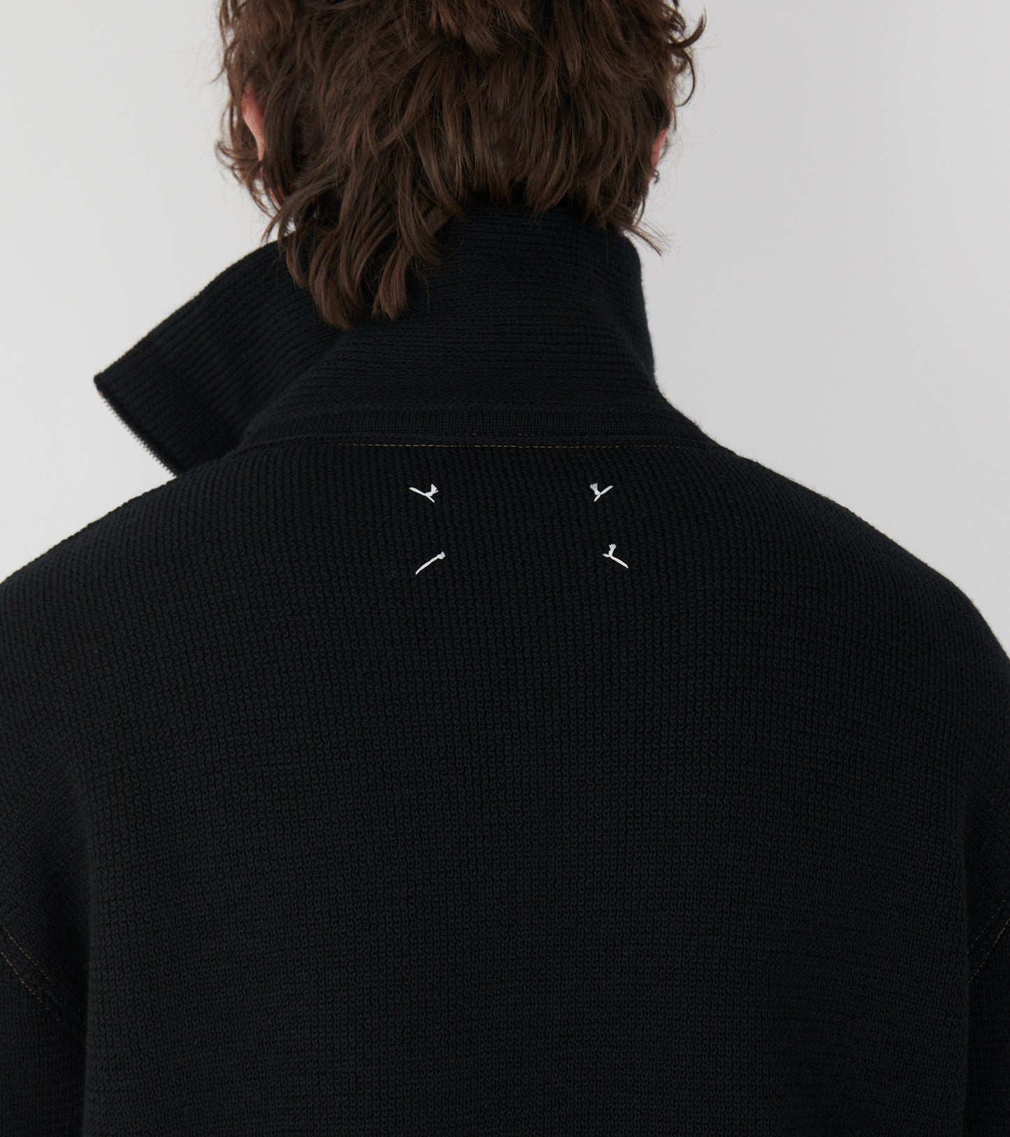 Chunky Wool Half-zip Black