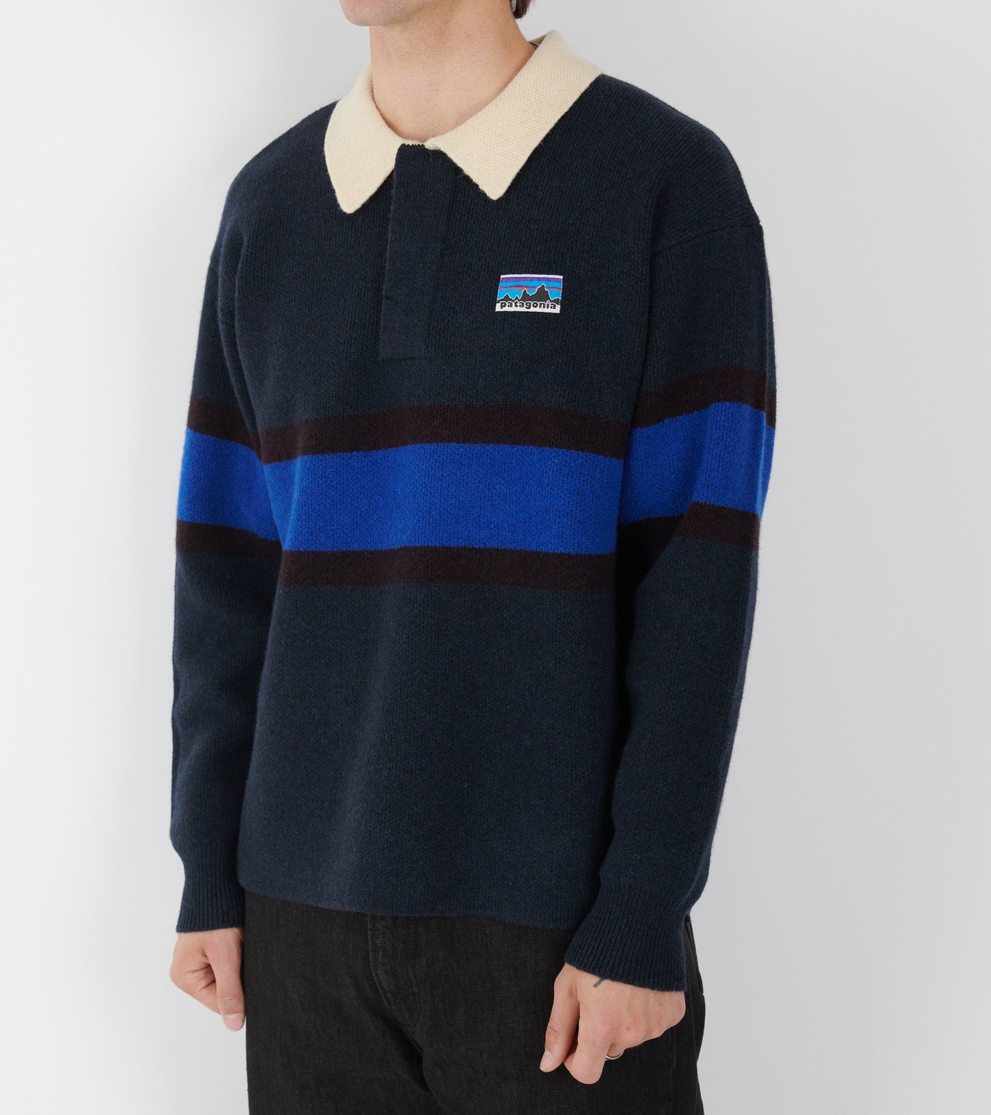 Recycled Wool Blend Rugby Sweater Sunken Blue