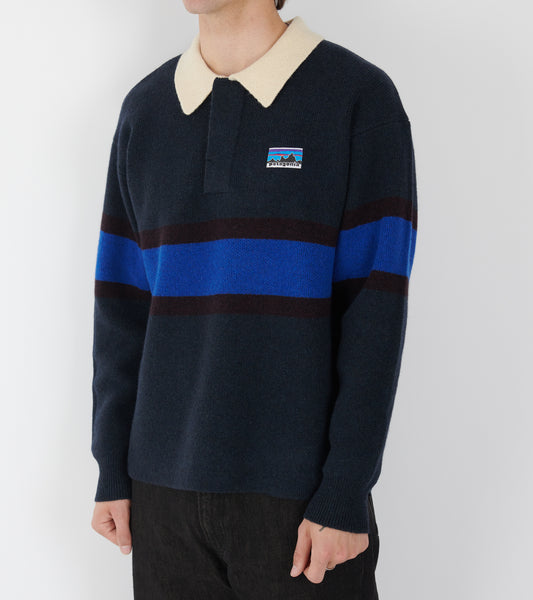 Recycled Wool Blend Rugby Sweater Sunken Blue