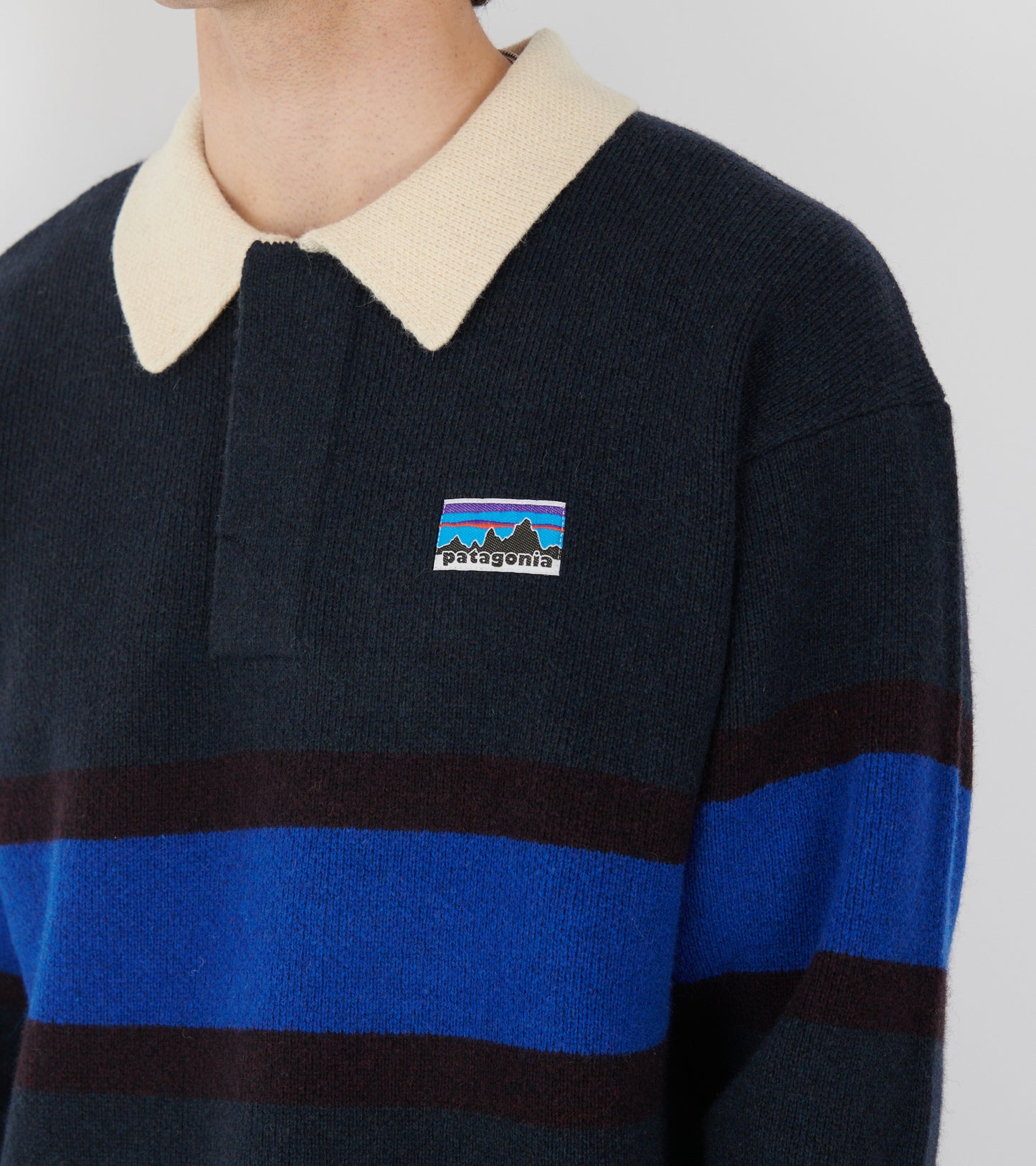 Recycled Wool Blend Rugby Sweater Sunken Blue