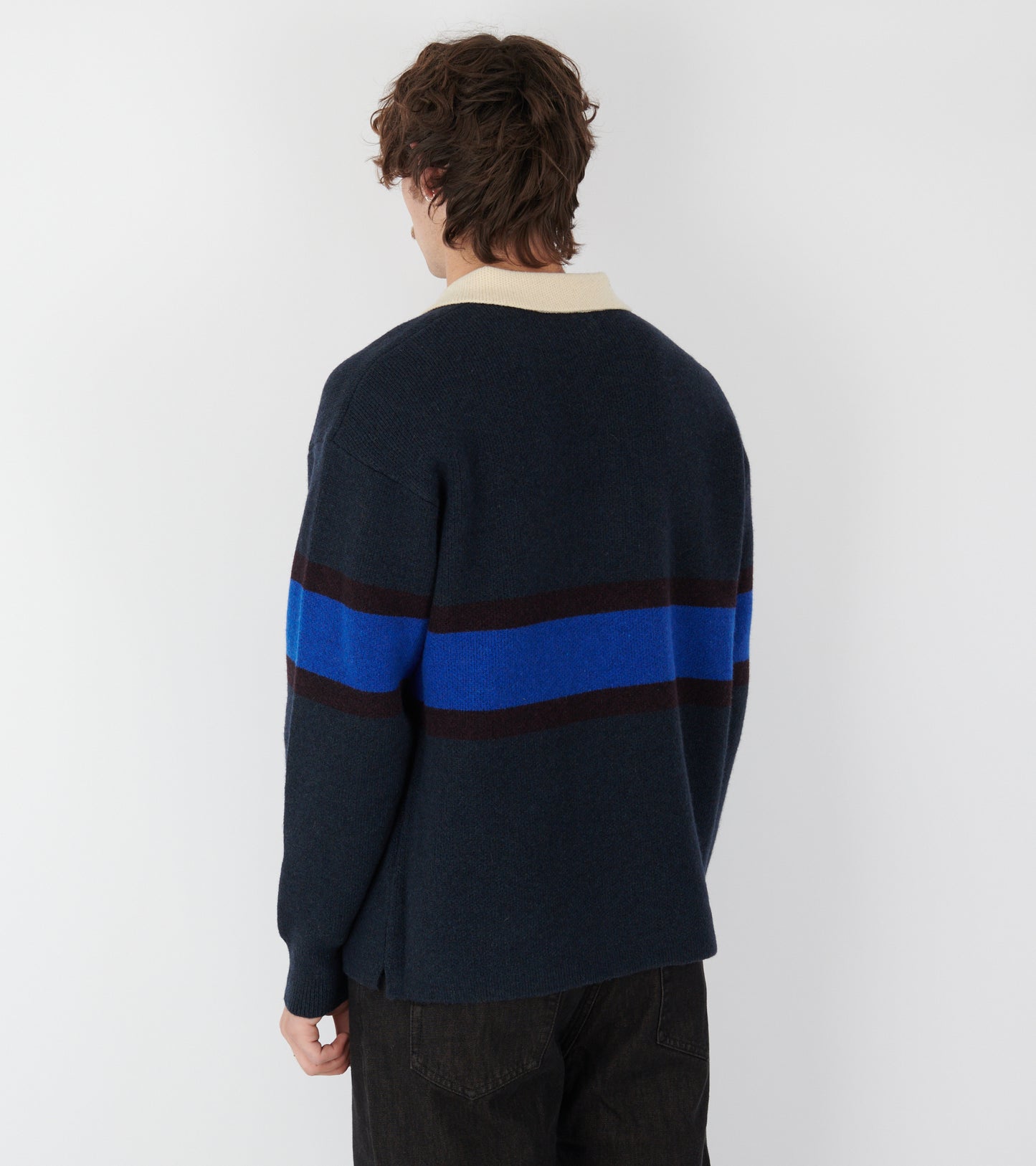 Recycled Wool Blend Rugby Sweater Sunken Blue