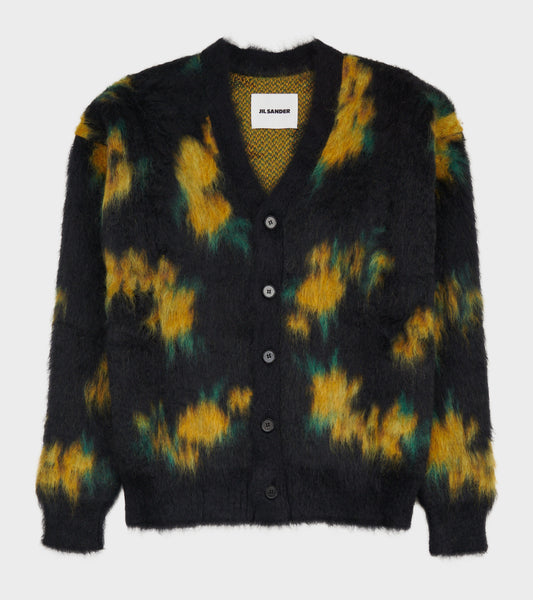 Floral Double Face Jacquard Knit Cardigan Black/Multi
