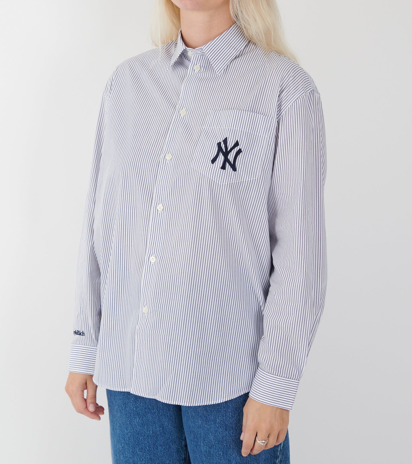 Yankees Serif Oversized Shirt Navy Striped