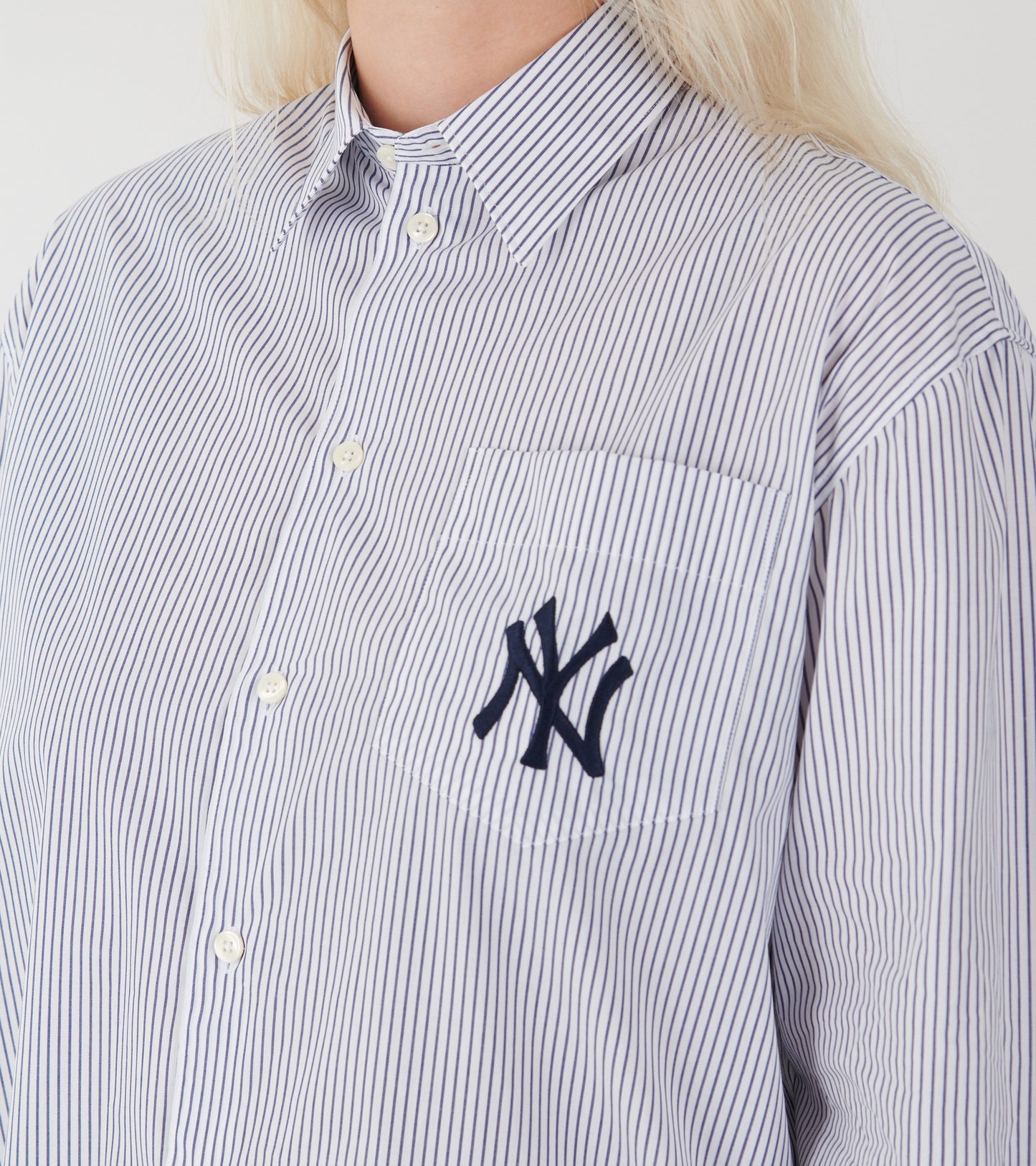 Yankees Serif Oversized Shirt Navy Striped