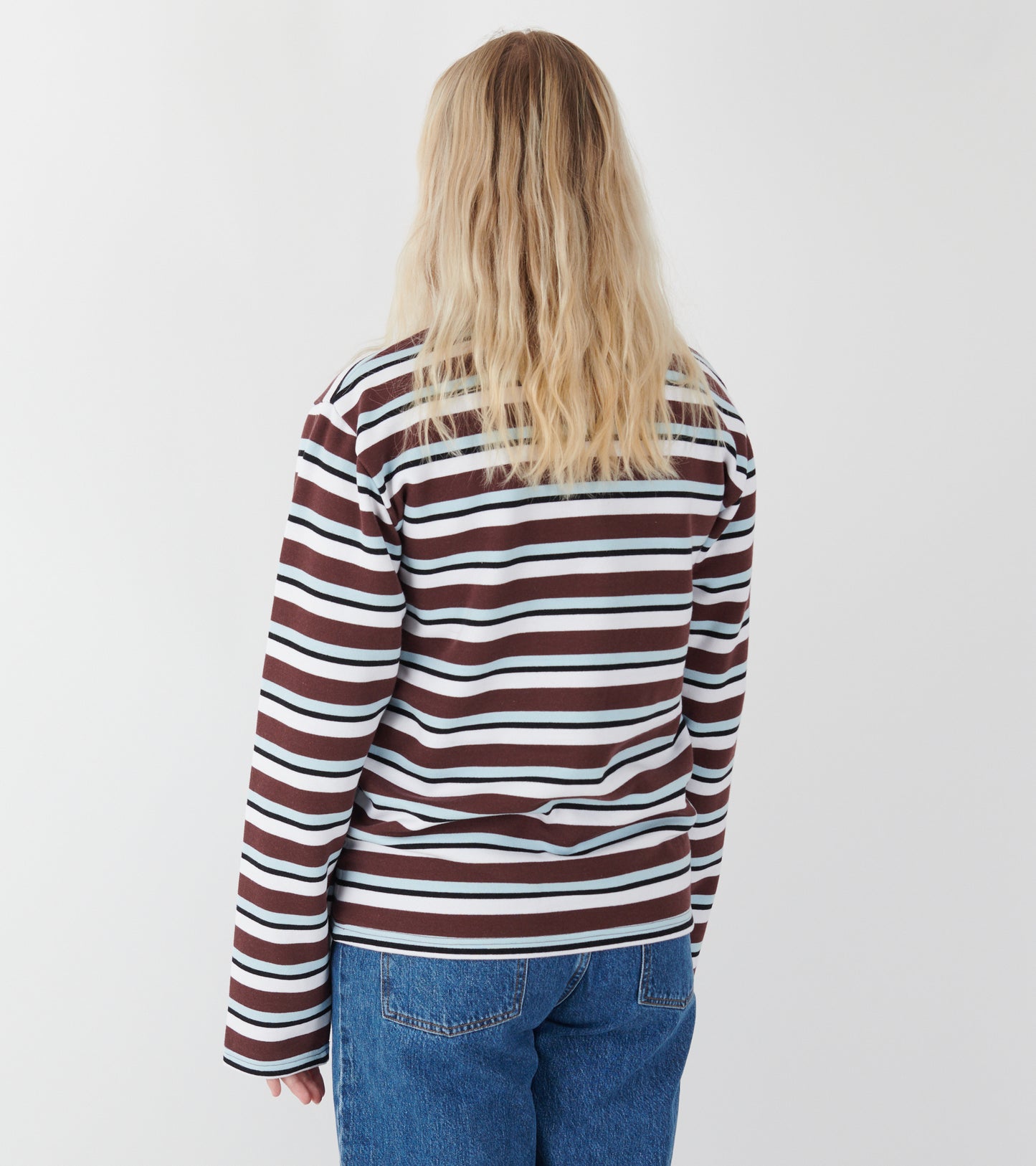 Roland Unisex Polo Brown/Light Blue Stripes