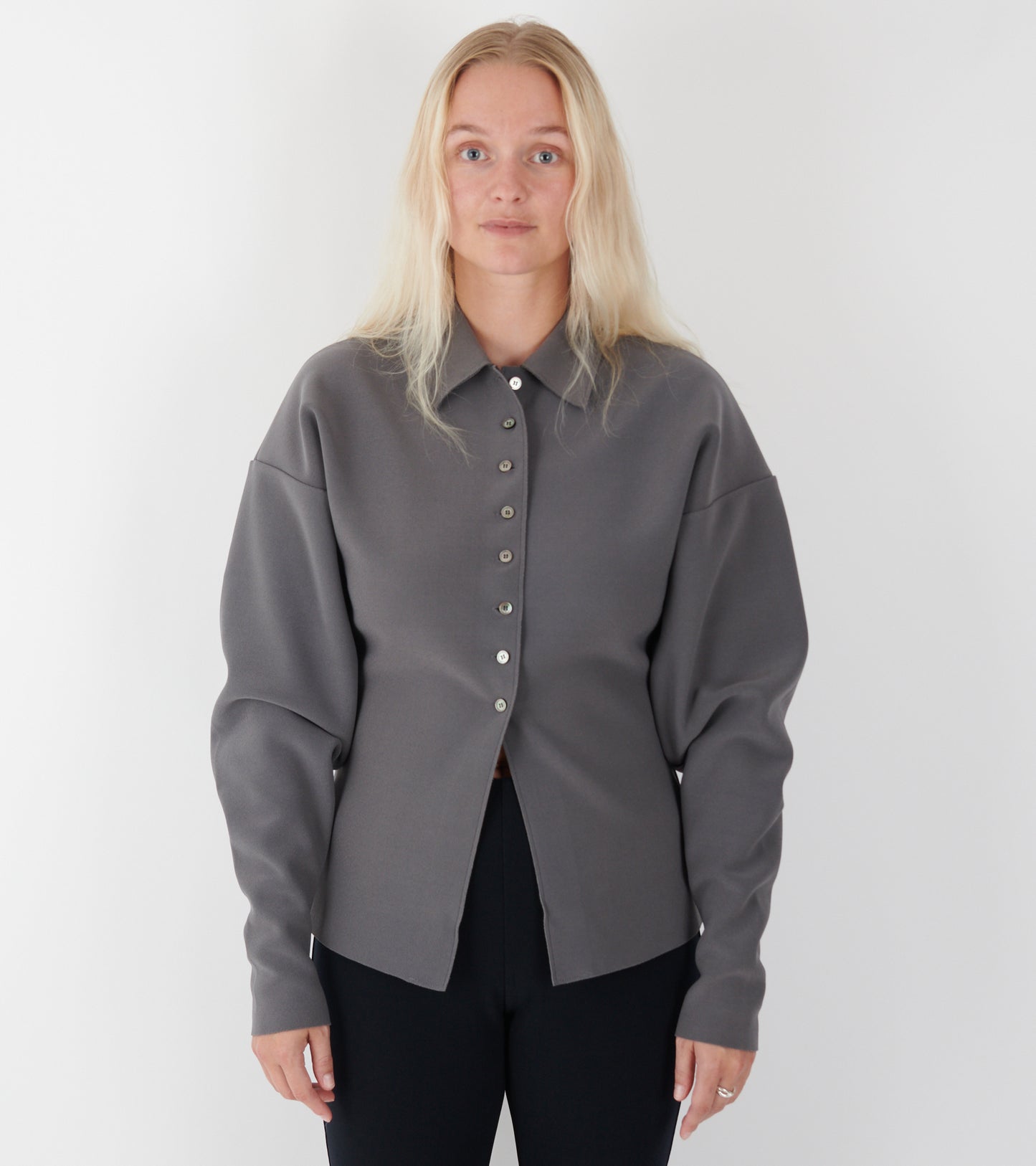 Lay3 Point Collar Cardigan Silver