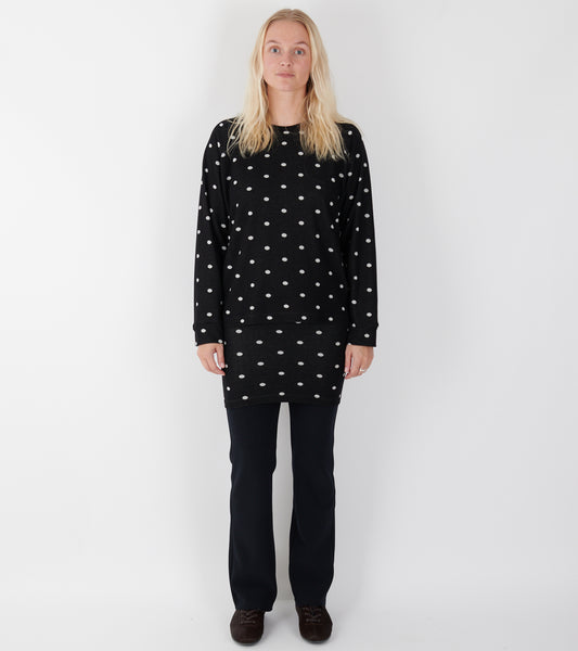 Jaquard Dot Sweat Black/Ecru