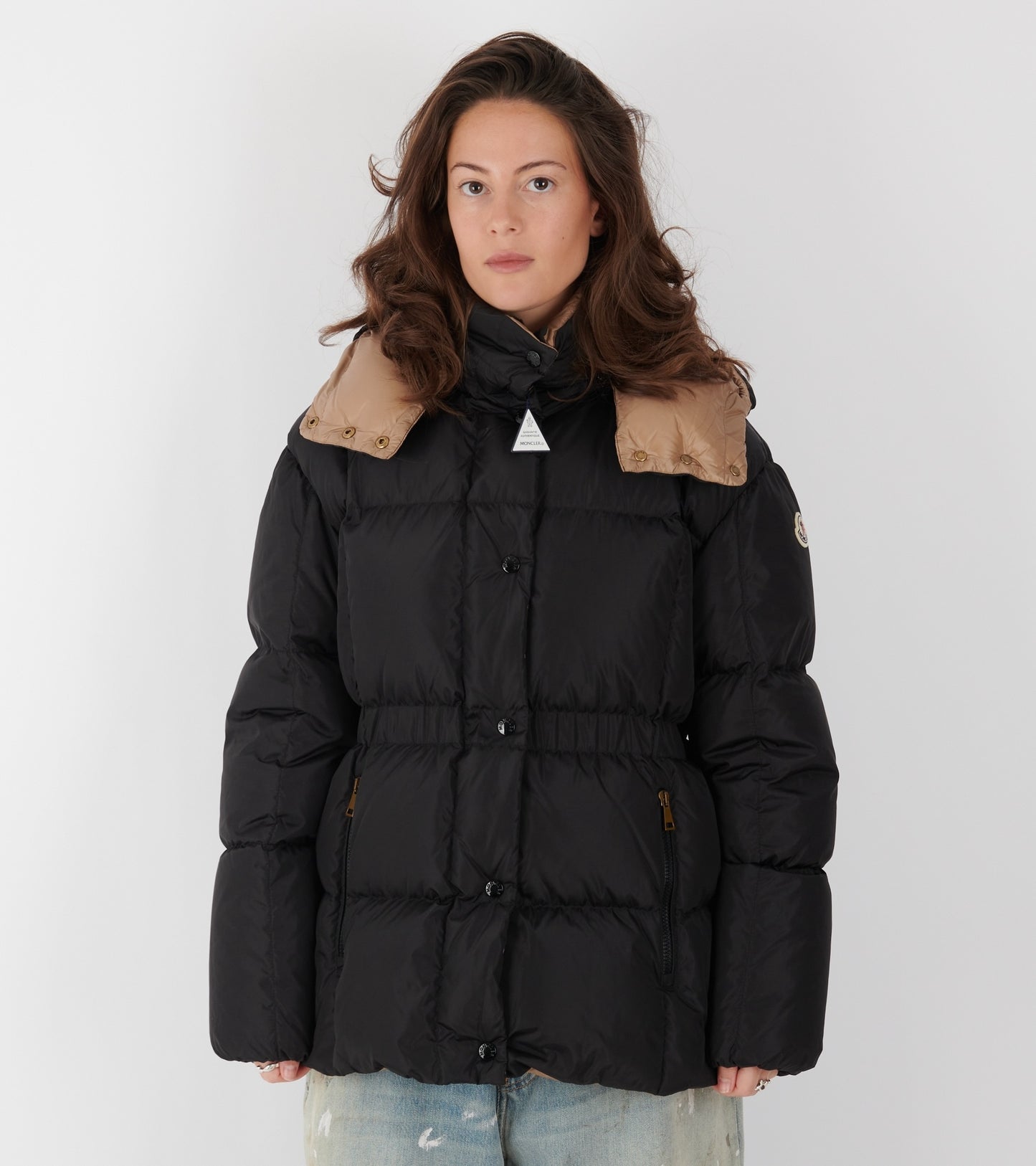 Agneux Square Quilted Hooded Down Jacket Black