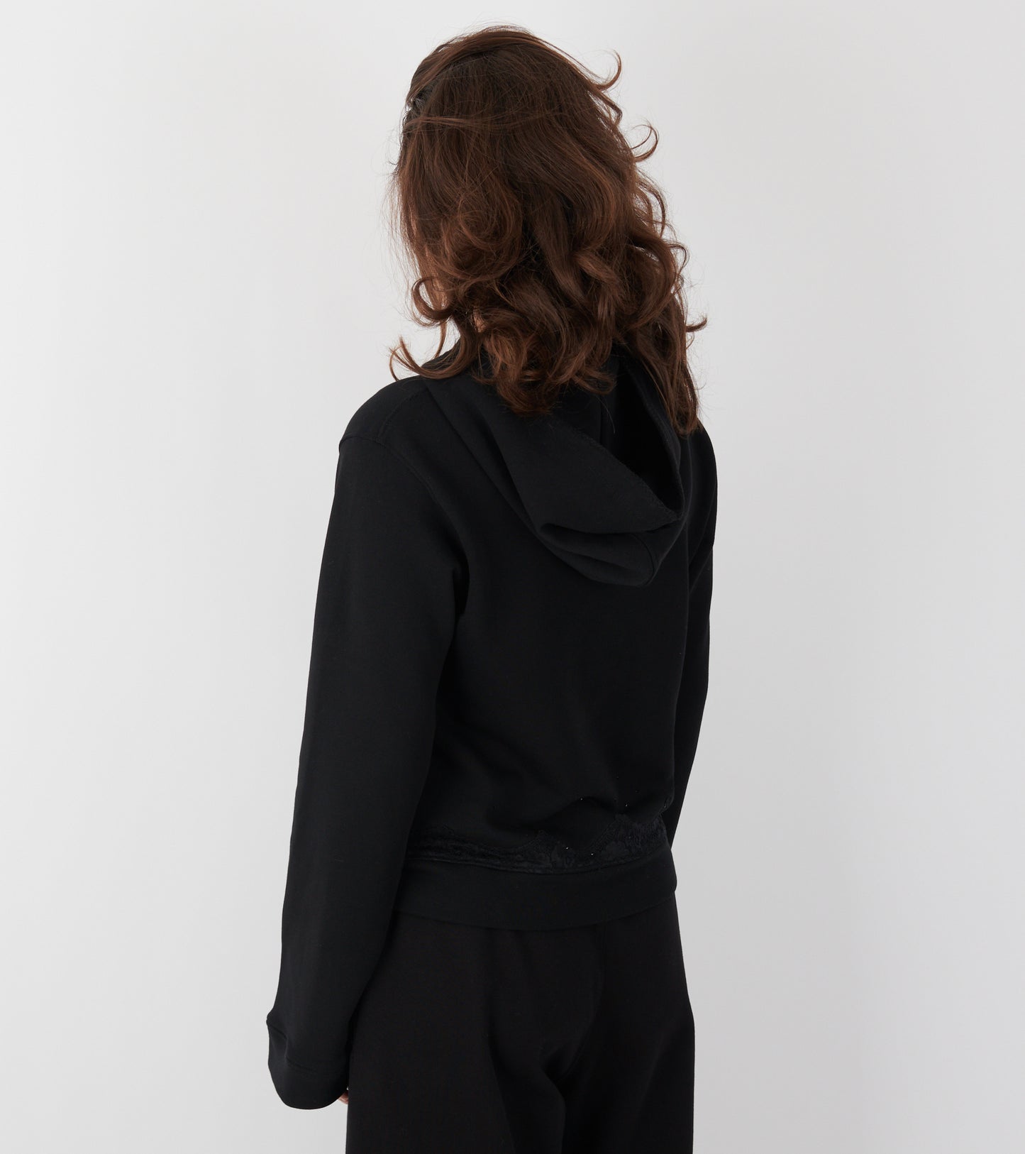 Lace Zip-up Hoodie Black