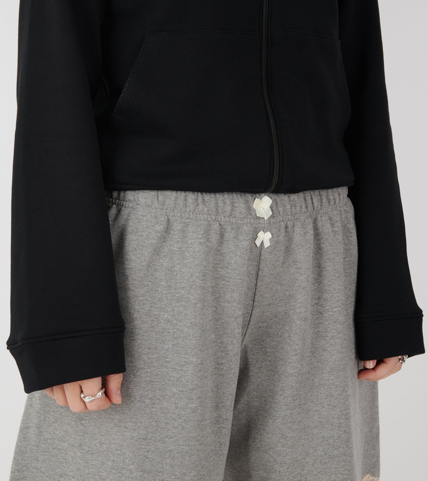 Lace Bermuda Sweat Shorts Dark Grey Melange