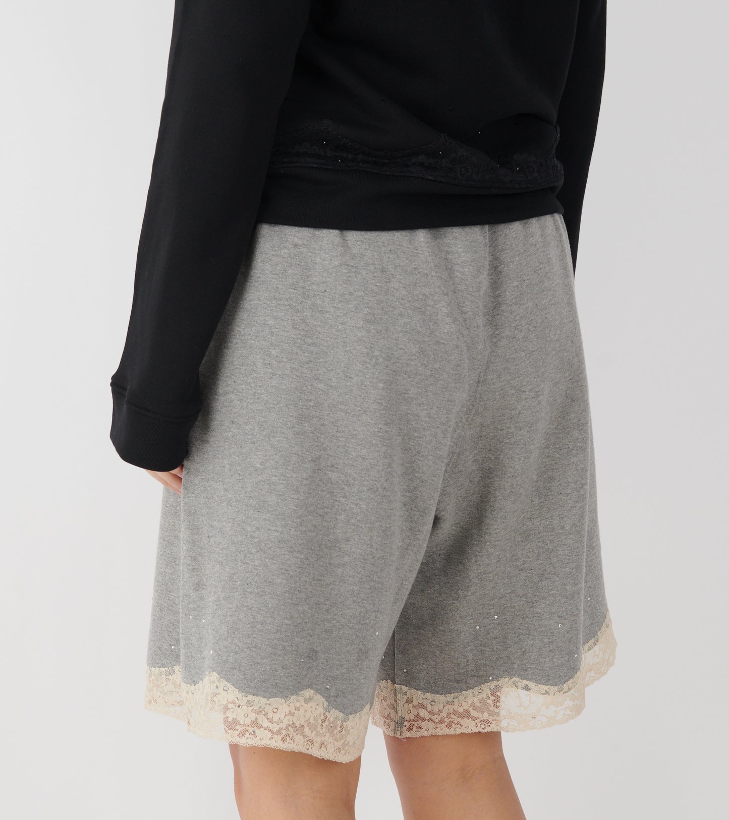 Lace Bermuda Sweat Shorts Dark Grey Melange