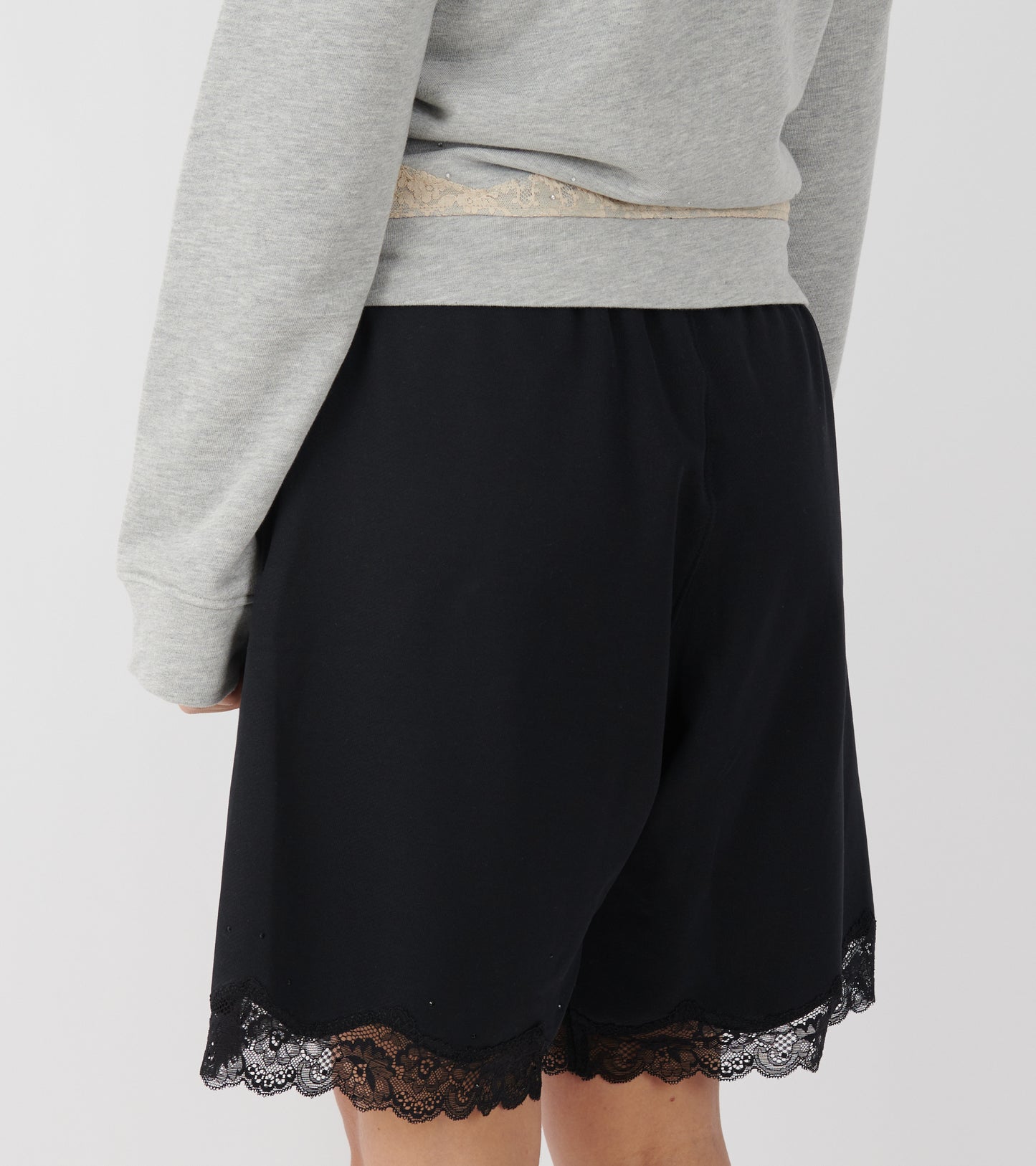 Lace Bermuda Sweat Shorts Black