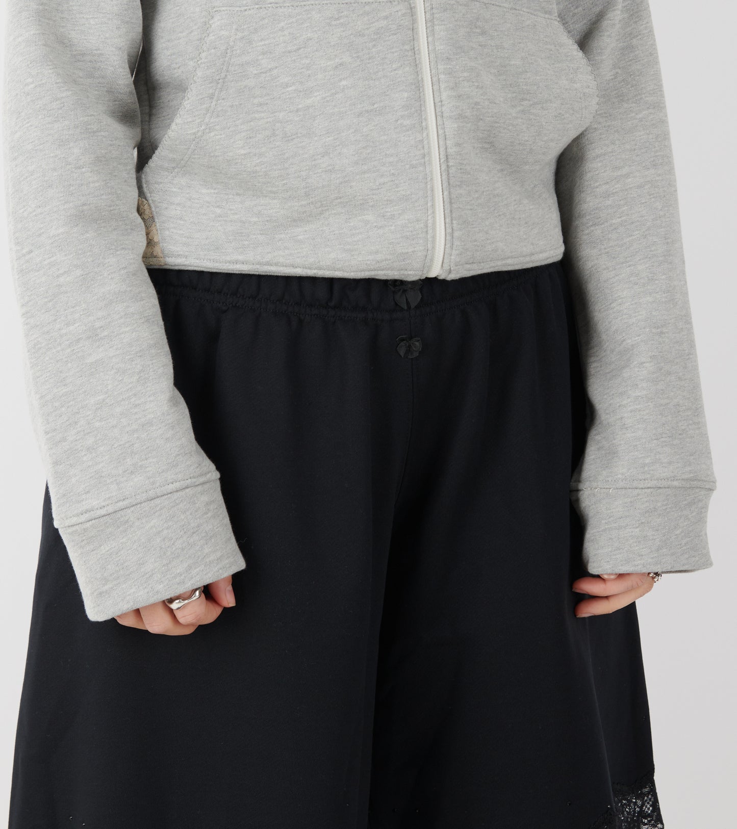 Lace Bermuda Sweat Shorts Black