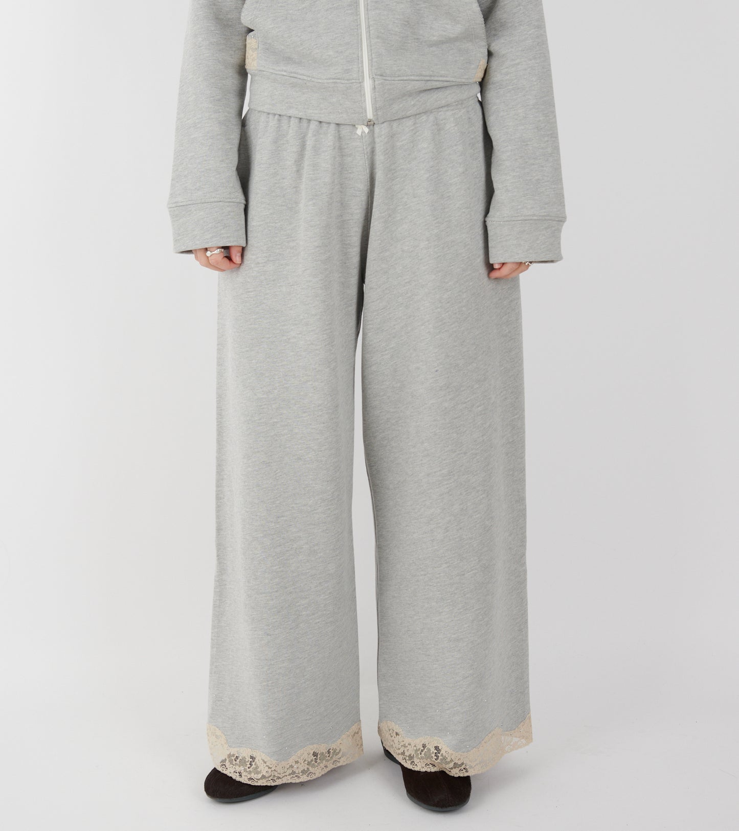 Lace Sweatpants Light Grey Melange