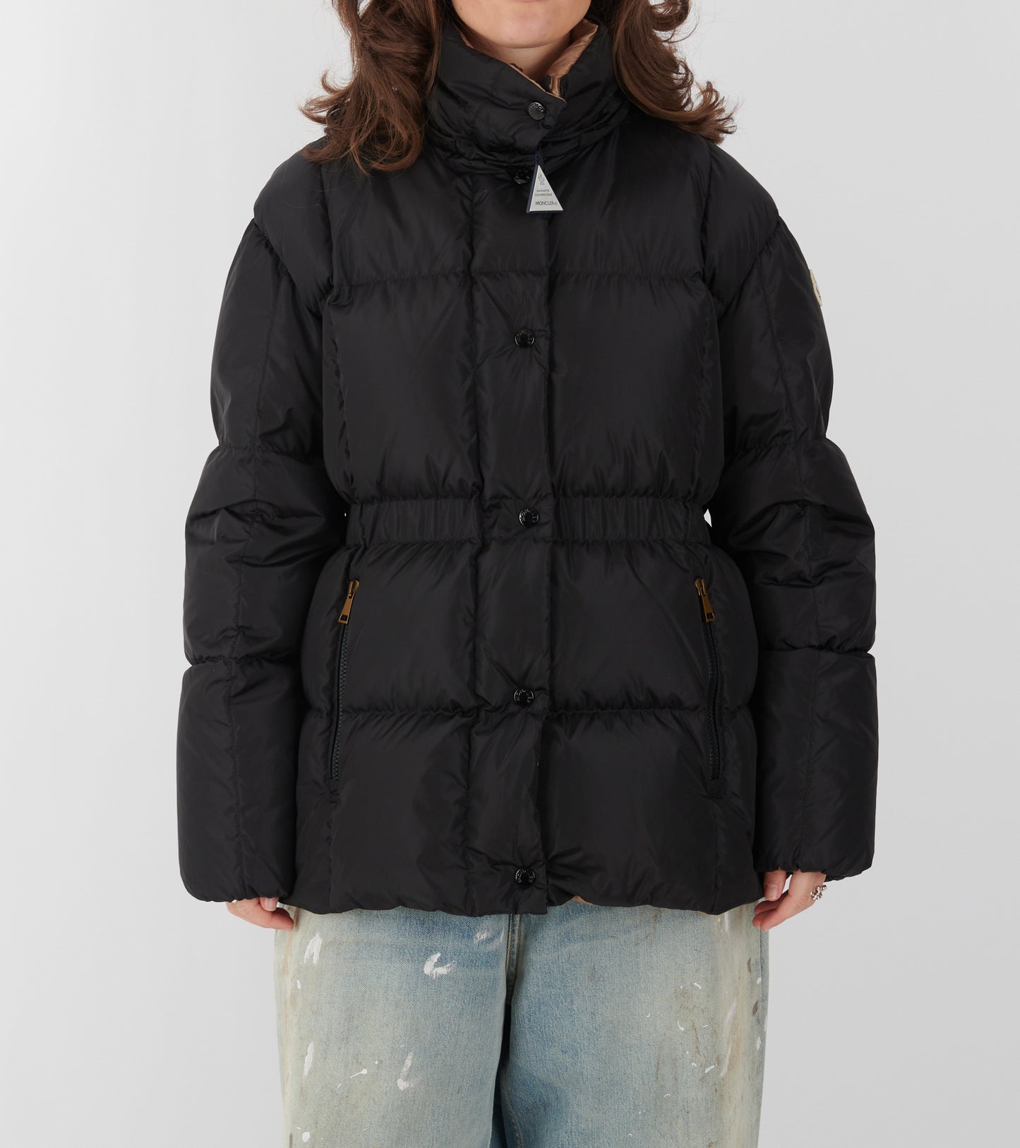 Agneux Square Quilted Hooded Down Jacket Black