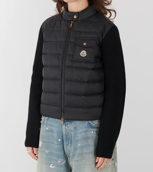 Padded Wool & Cashmere Zip Up Cardigan Black