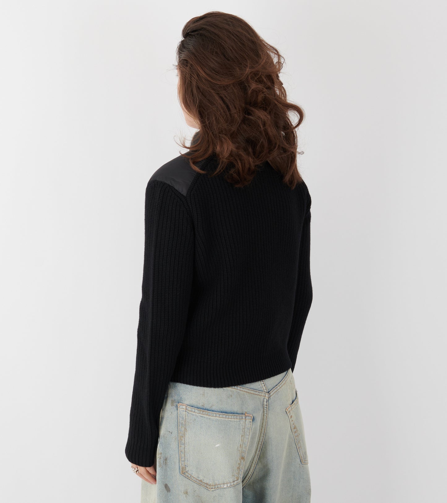 Padded Wool & Cashmere Zip Up Cardigan Black